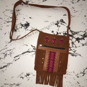 Camel colored cross body purse